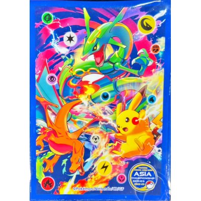 画像1: デッキシールド『ピカチュウ&リザードン&レックウザ(ASIA CS 2022-23)※』64枚入り【サプライ】{-}