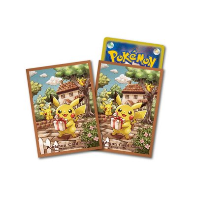 画像1: デッキシールド『茶枠/ピカチュウの贈り物』64枚入り【サプライ】{-}