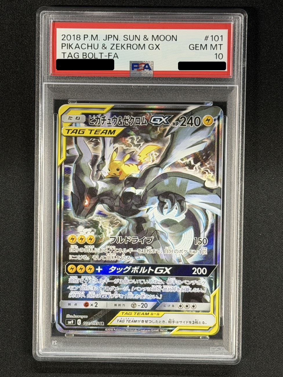 K*u PSA10 ピカチュウ＆ゼクロムGX SA ポケモンカード PSA10鑑定済〕ピカチュウ＆ゼクロムGX(SA)【SR】{101/095}